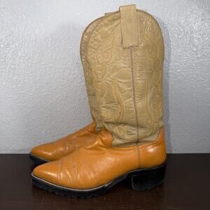 Unbranded Boots Mens Size 7.5 E Tan Butterscotch Leather Cowboy Western Boots